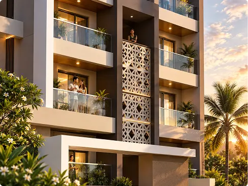 Balconies and facade detail